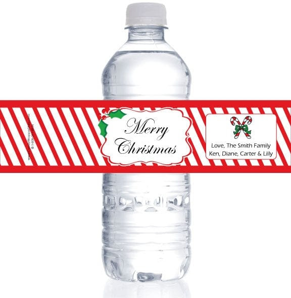 Christmas Candy Cane Water Bottle Labels – Candy Wrapper Store