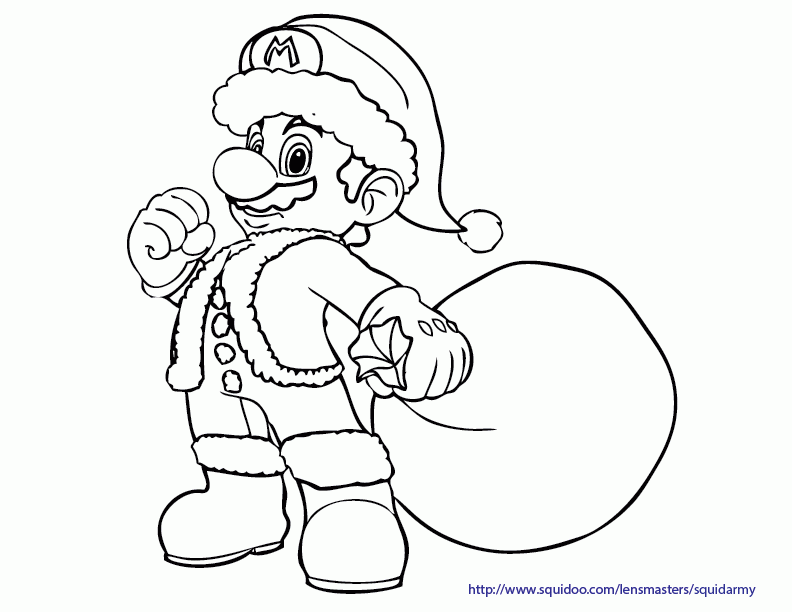christmas mario colouring - Clip Art Library