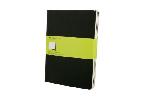 Moleskine Cahier Journal (Set of 3), Extra Large, Plain, Black, Soft Cover (7.5 x 10)