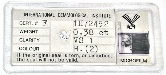 Originalfoto MIT GUTACHTEN IGI! 0,38ct WESSELTON VS1 JUWEL PORTOFREI