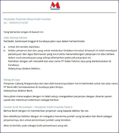 contoh surat persetujuan bank