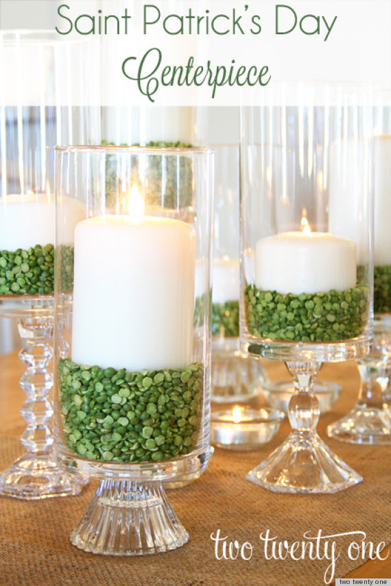 St. Patrick's Day Ideas: Make A Candle Centerpiece With Green ...