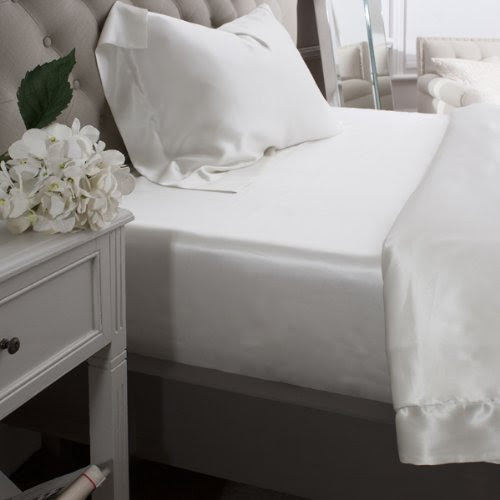 100% Muberry 19MM Charmeuse Silk Fitted Sheet (IVORY) - DOUBLE 140 x 190 + 26 cm
