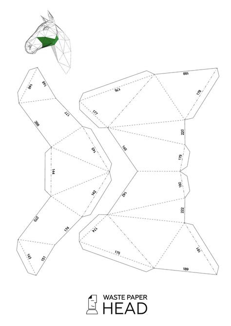 03 - papercraft HORSE HEAD - printable digital template