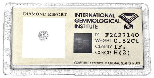 Originalfoto DIAMANT BRILLIANT IGI LUPENREIN WEISS