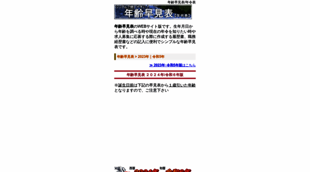 Nenrei Hayami Net 年齢早見表 Nenrei Hayami