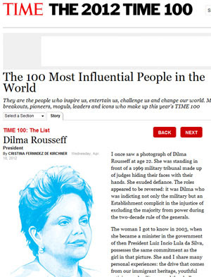 Dilma aparece novamente na lista de 100 mais influentes da 'Time' (Foto: Reprodução)