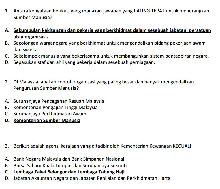 Rujukan Contoh Soalan Peperiksaan PTD Gred M41