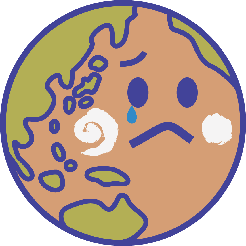 地球のイラスト 顔付き 元気な緑 環境問題 世界平和の表現 可愛い無料イラスト素材集