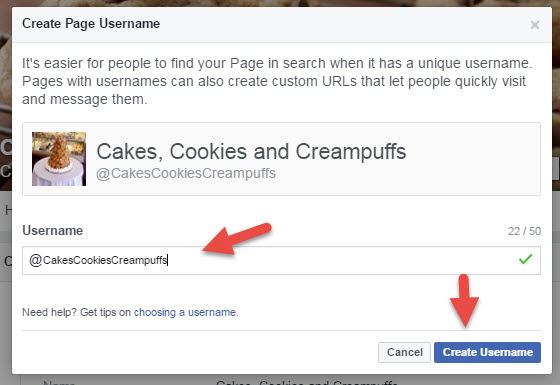 Set your Page username