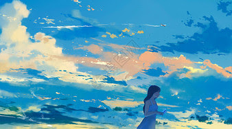 夏日青空插画图片下载 正版图片400087069 摄图网