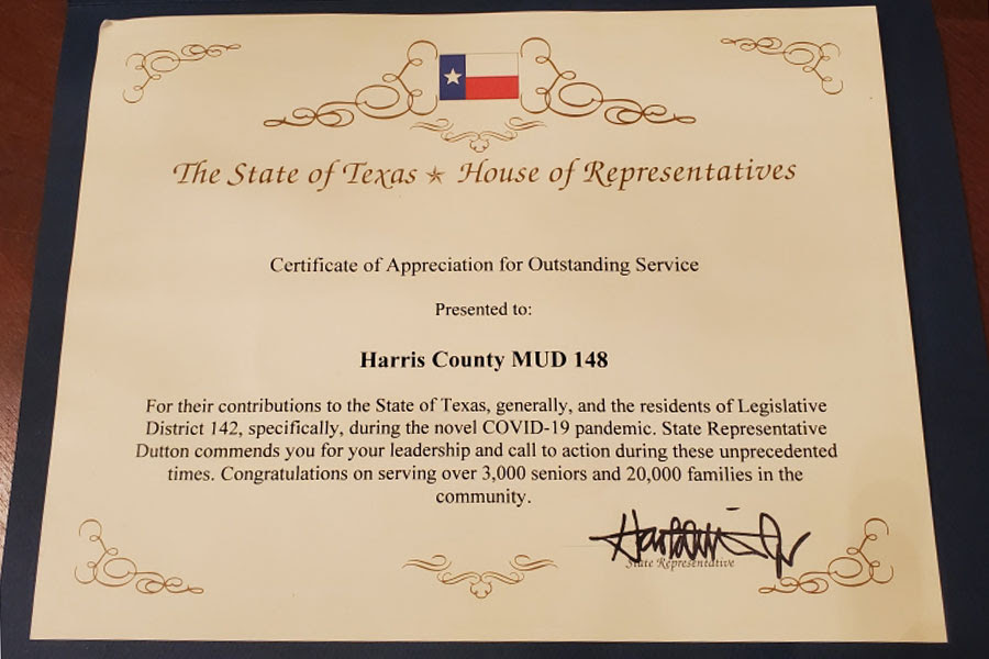 MUD 148 Was Presented With a Certificate of Appreciation ...