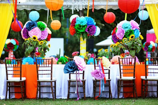 Colorful Hanging Paper Flowers and Chinese Paper Lanterns ...