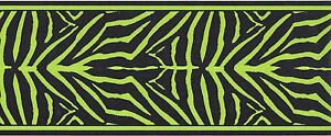 Black Lime Green Zebra Skin Peel Stick Wallpaper Border QA4W1651 ...