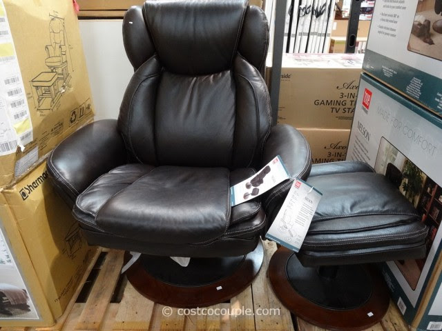 True Innovations Nelson Leather Recliner With Ottoman