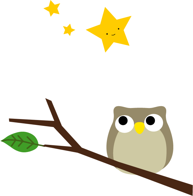 フクロウと月のイラスト 無料イラストフリー素材