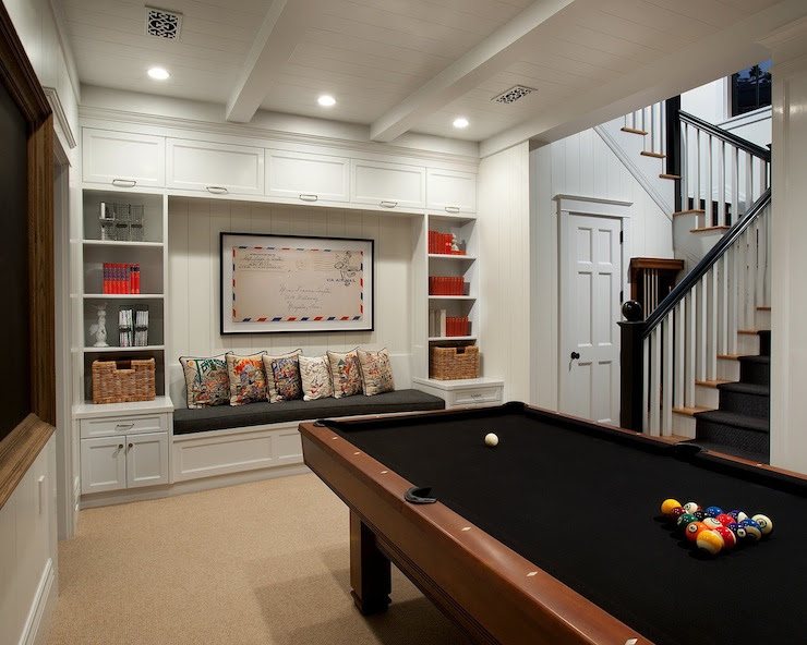 Basement Pool Room - Transitional - den/library/office - Vallone ...
