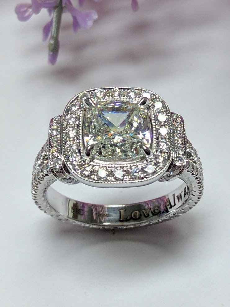 Cushion cut diamond wedding ring