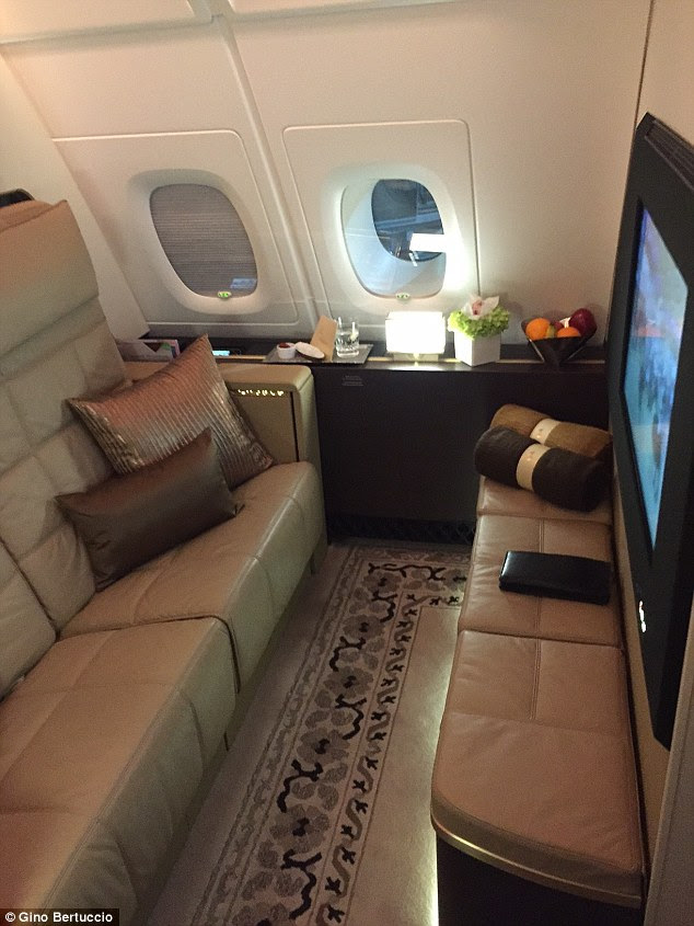 The Residence has a living room that boasts a 32in television, leather sofa and a chilled mini-bar