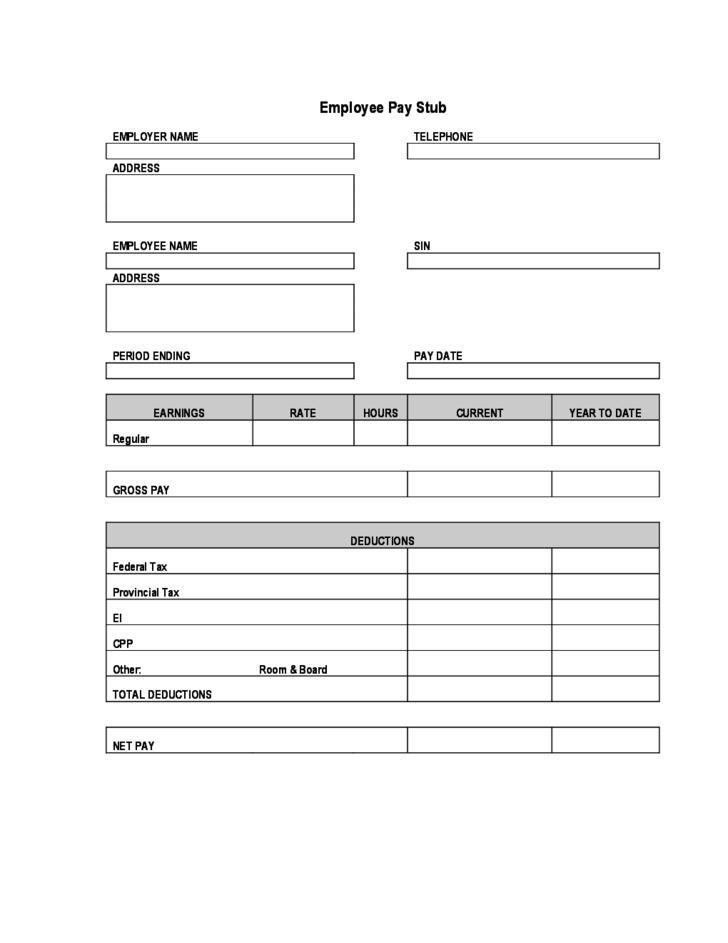 Sample Employee Pay Stub Free Download