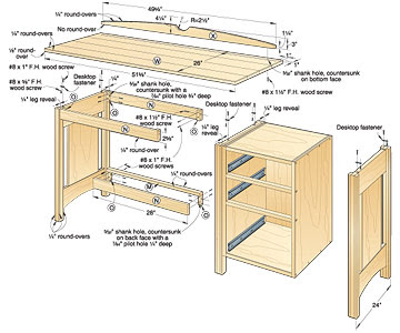 Kid's Oak Desk Woodworking Plan