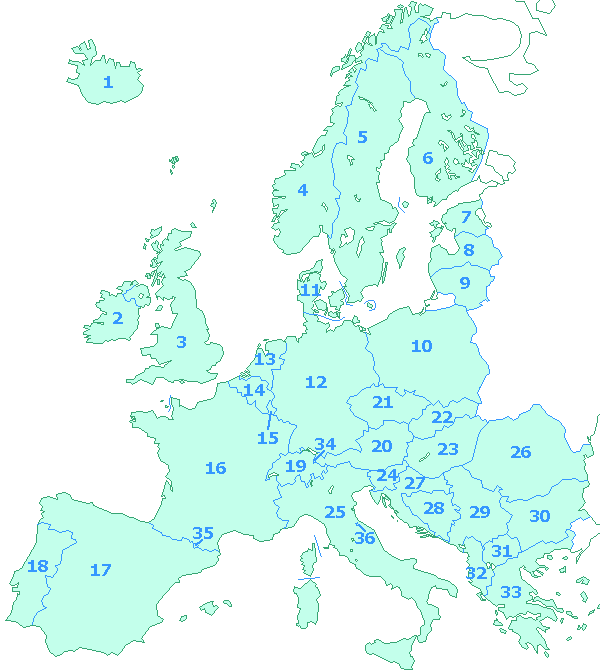 ヨーロッパ国名 首都名