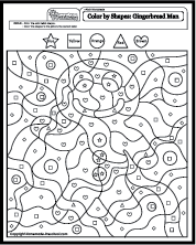 Color by Shape Gingerbread Man