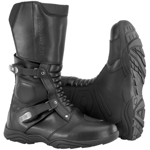FirstGear Kathmandu Men's Leather Street Bike Racing Motorcycle Boots - Black / Size 9 On Sale
