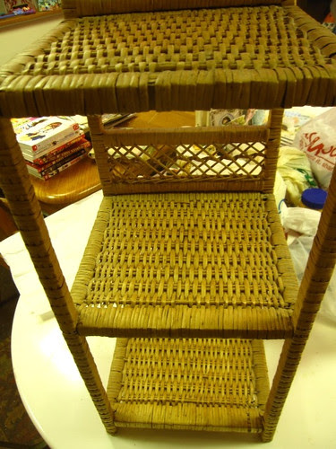 Up-cycled project, wicker shelf