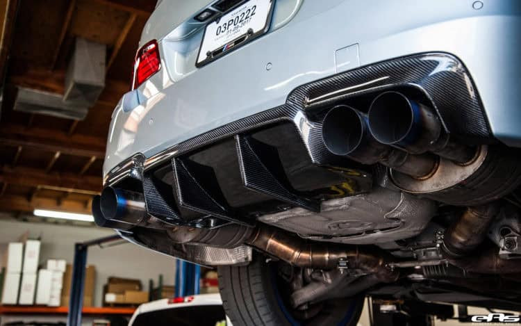 Silverstone BMW M5 With Blue Wheels & A Custom Exhaust Installed 13