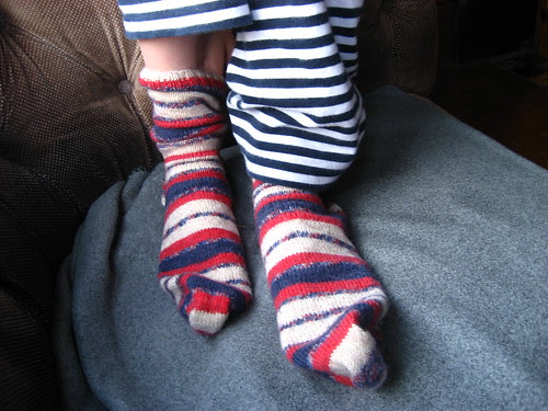 Circus socks for Cam - with room for growth because his feet grow about 2cm a month at the moment