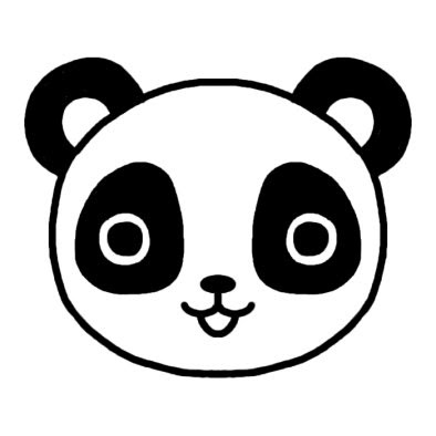 パンダ 動物の顔 動物 無料 白黒イラスト素材