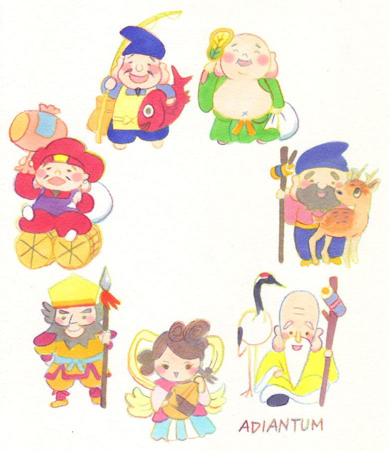 七福神のイラスト メイキング アトリエ あぢあんたむ