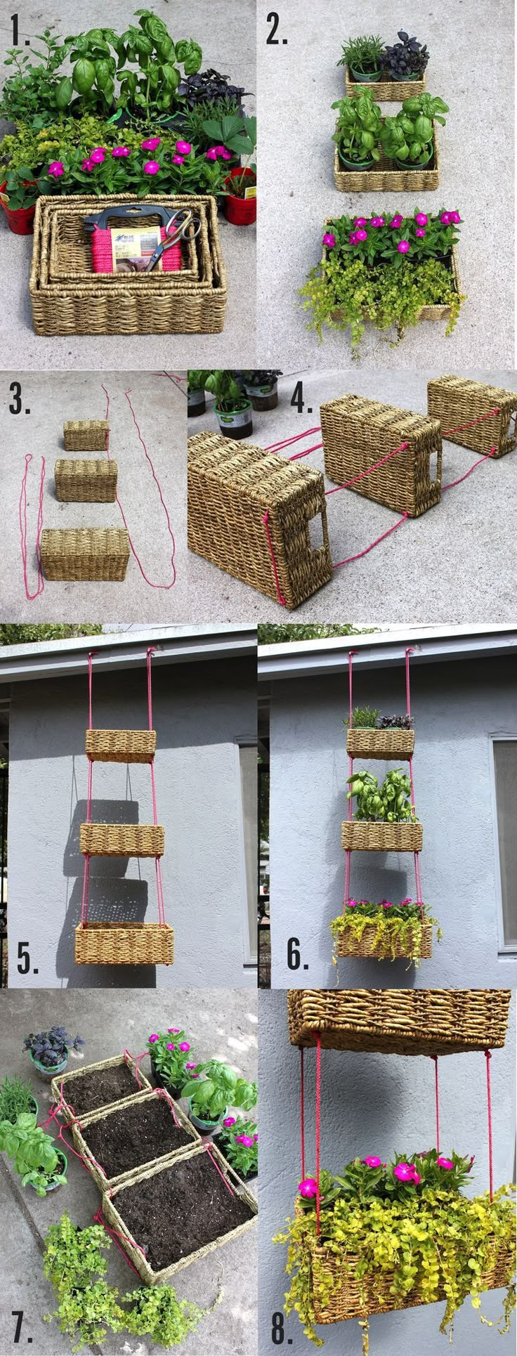 Hanging Basket Garden - How To DIY #vertical #gardening