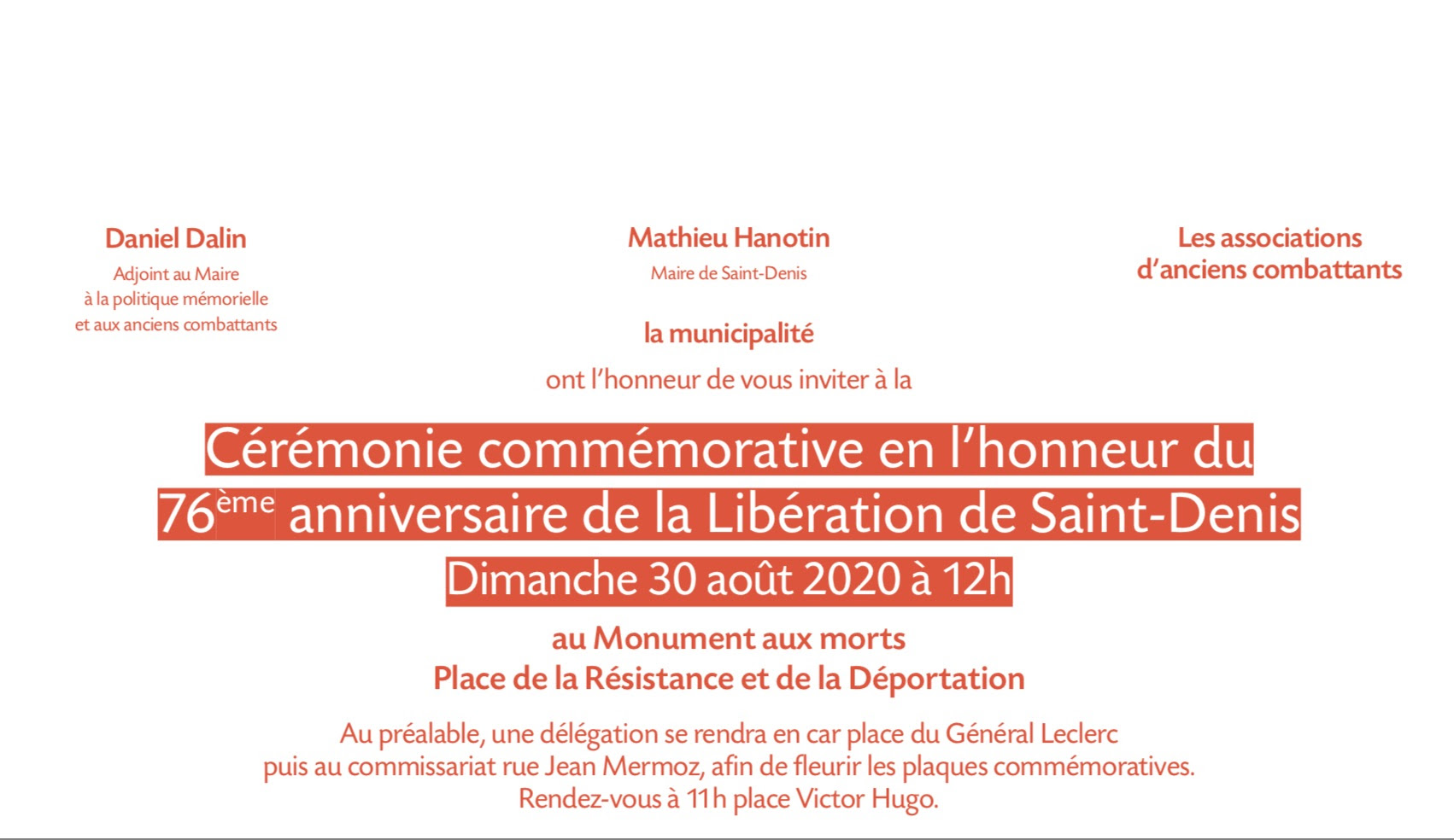 Commemoration Du 76eme Anniversaire De La Liberation De Saint Denis Ville De Saint Denis