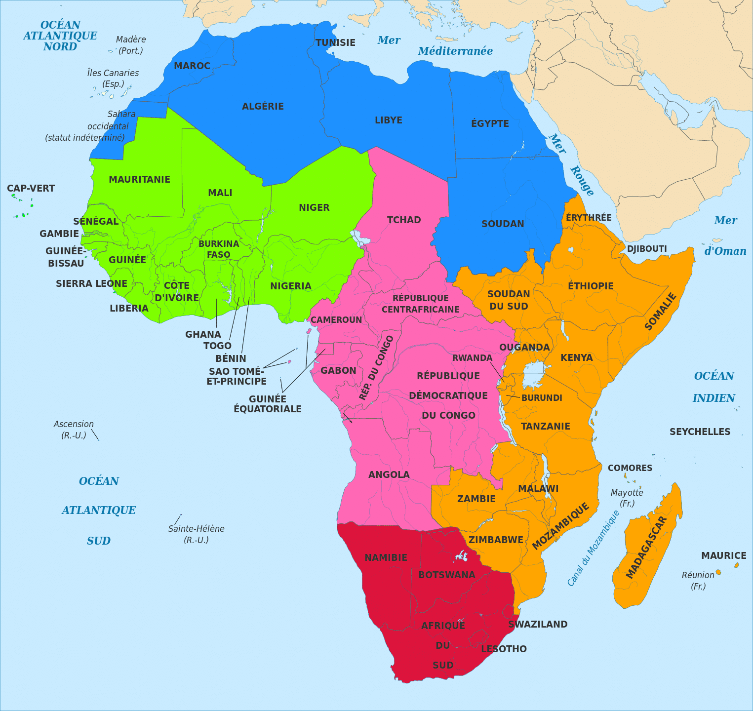 Combien de pays y-a-t-il en Afrique