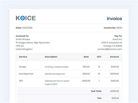  free invoice template in html