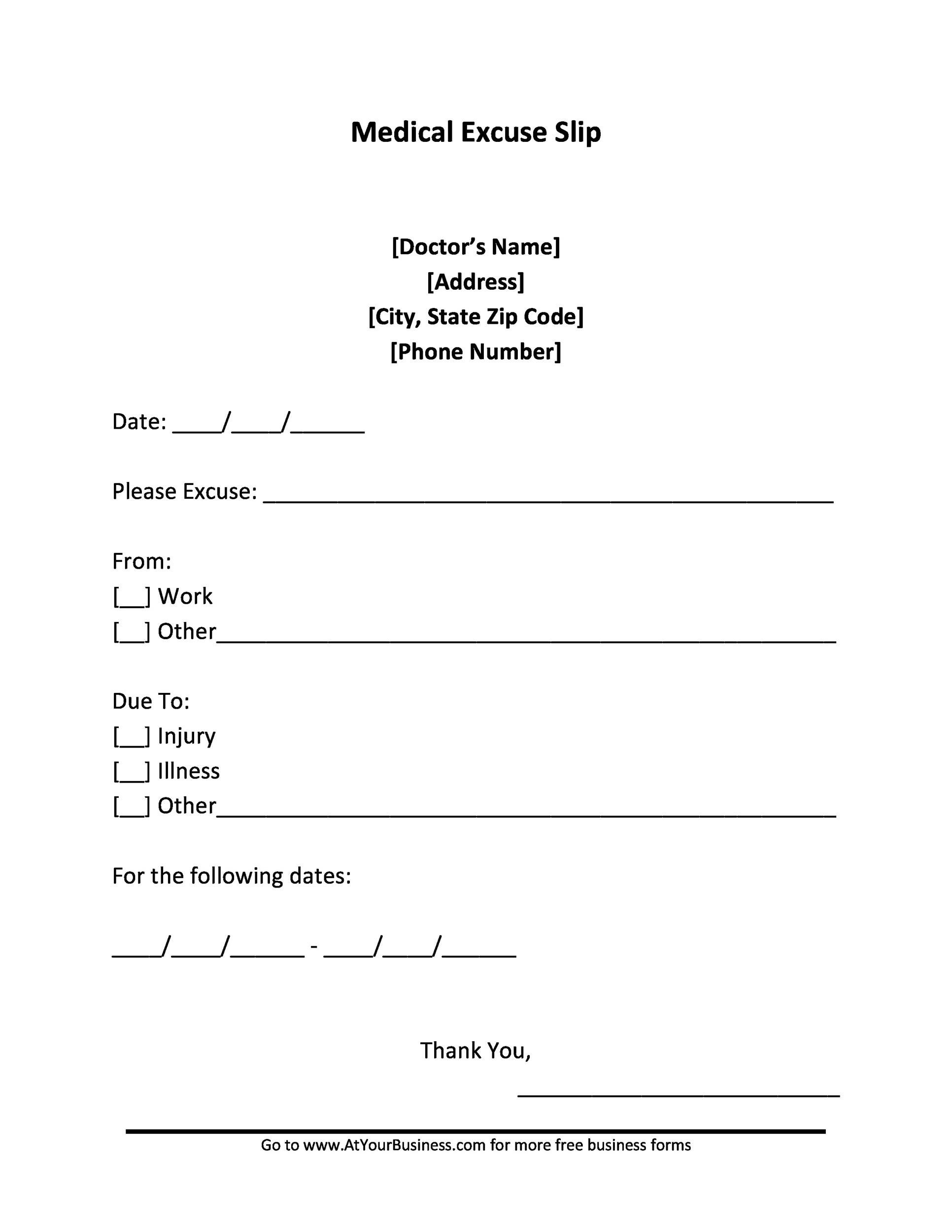 25 free doctor note excuse templates templatelab