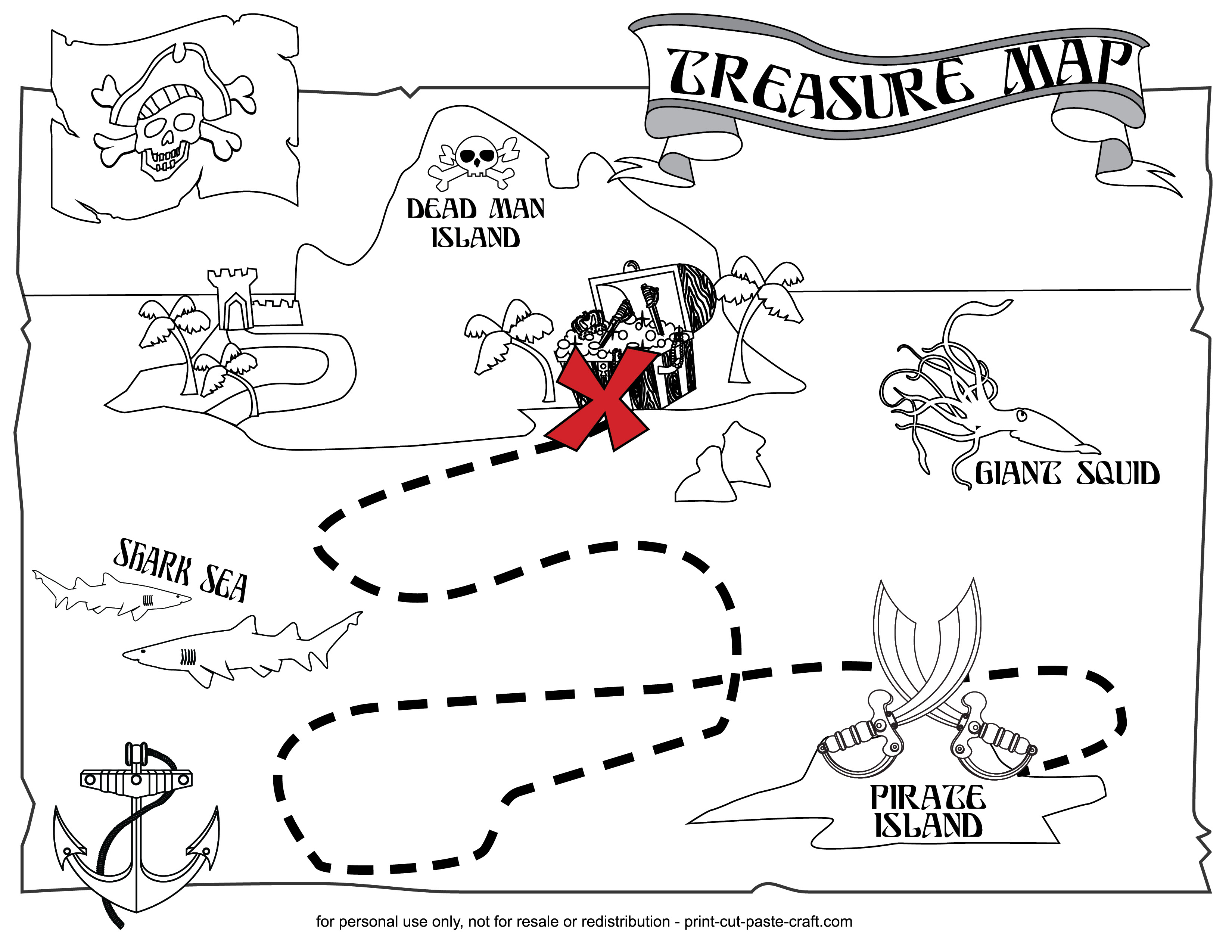 Printable Treasure Map - Print, Cut, Paste, Craft