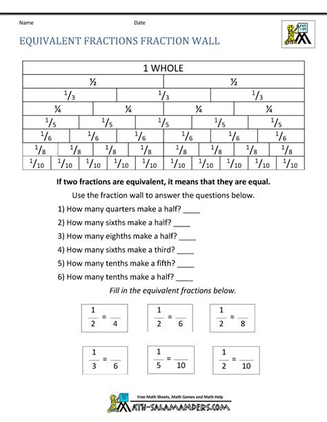  equivalent fractions worksheet