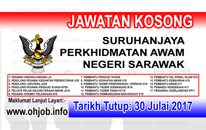 Jawatan Kerja Kosong Suruhanjaya Perkhidmatan Awam Negeri Sarawak logo www.ohjob.info julai 2017