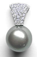 Originalfoto 14.0mm TAHITI-PERLANHÄNGER, BRILLANTEN WEISSGOLD LUXUS!