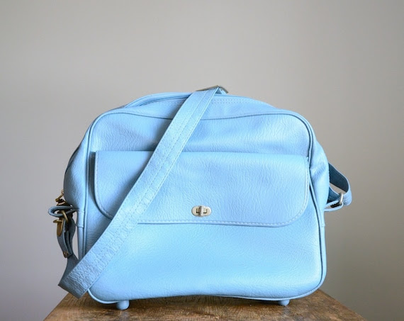 Vintage Luggage .. Electric Blue Messenger Bag