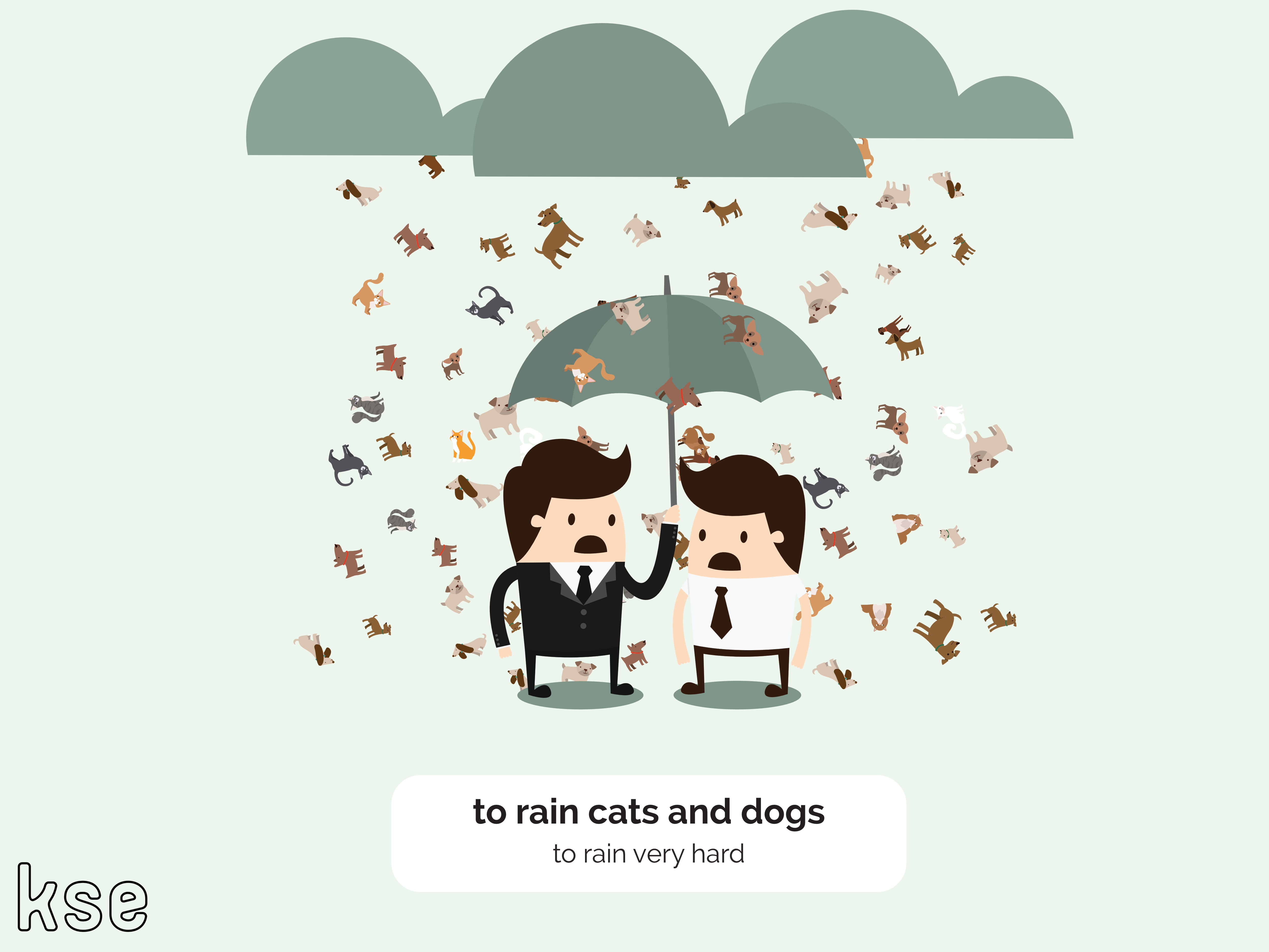 idioms: rain cats and dogs
