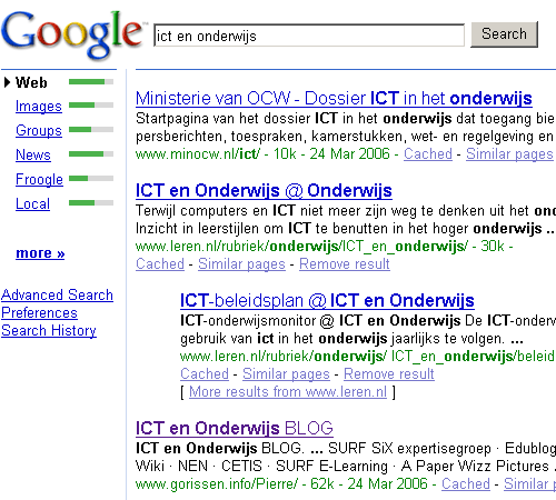 Google interface