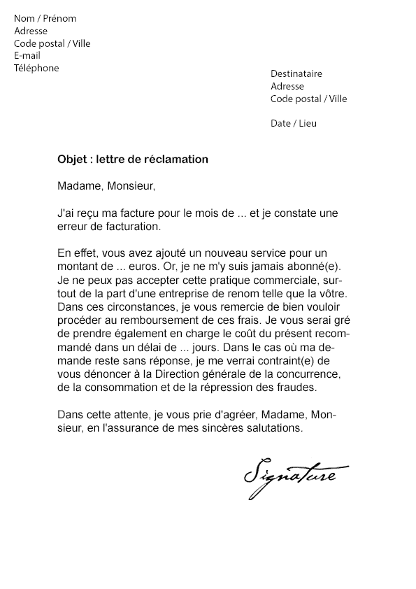 Lettre de réclamation Orange - Modèle de Lettre