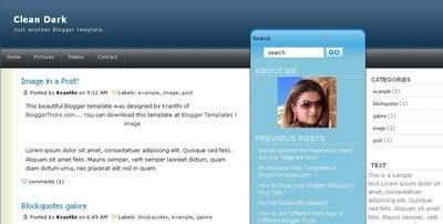 Clean Dark Blogger Template from Blogger Tricks