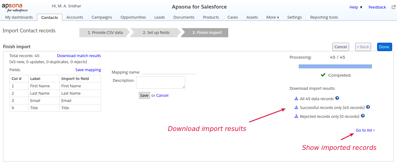 Importing Data Into Salesforce Apsona For Salesforce
