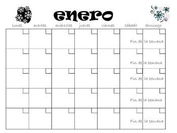  el calendario a blank spanish calendar by be bilingual tpt