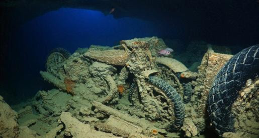 صور وفيديو : سفينة غارقة بمياه البحر الأحمر مليئة بالسيارات